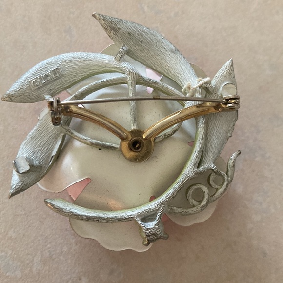 🌺Flower brooch Rare Lisner Metal Pink Flower Vintage 50's - Picture 5 of 5